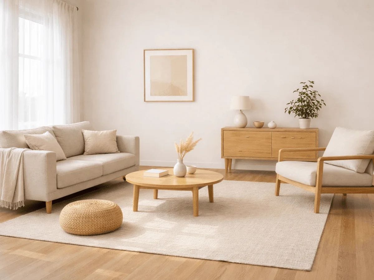 minimal home decor ideas showing spaced furniture layout