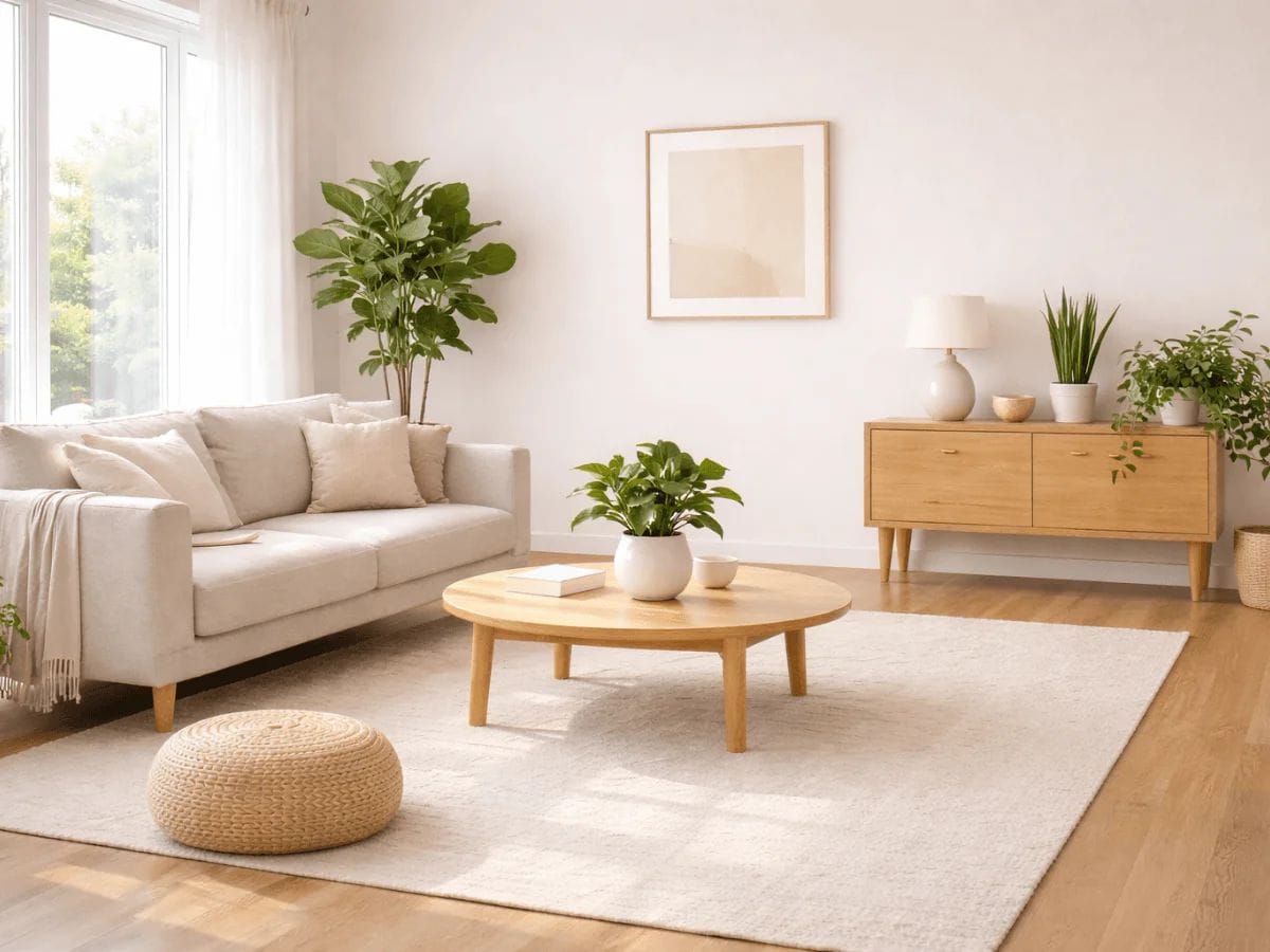 minimal home decor ideas with indoor plants and neutral tones