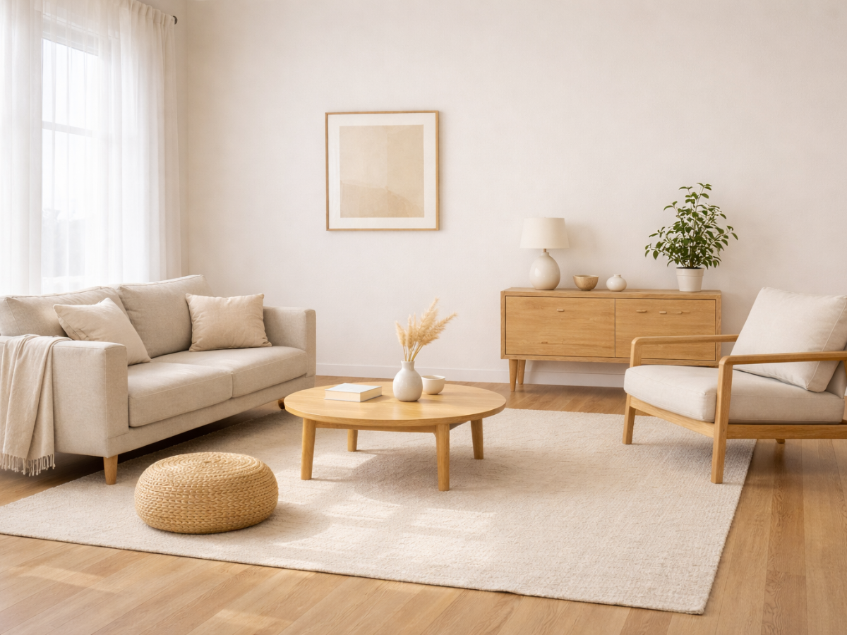 minimal home decor ideas showing spaced furniture layout