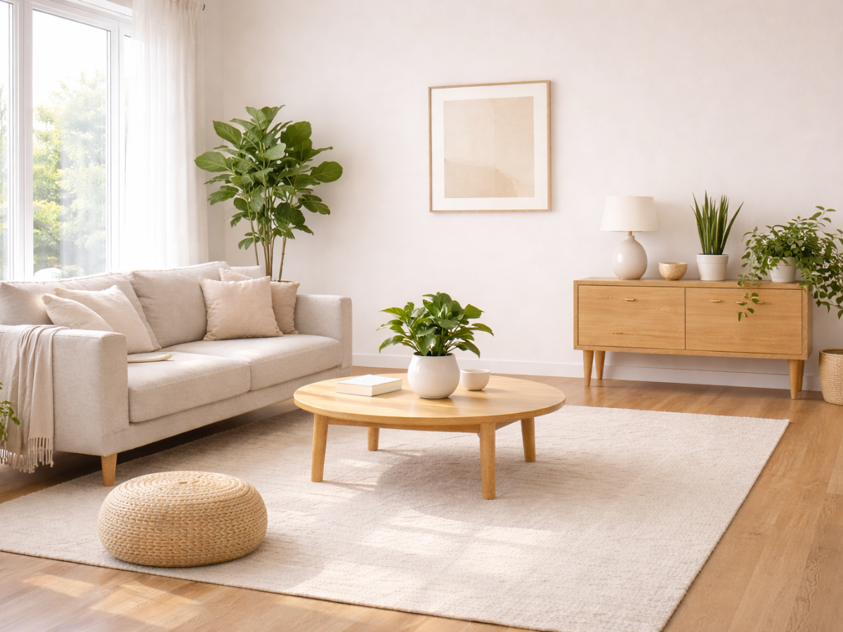 minimal home decor ideas with indoor plants and neutral tones
