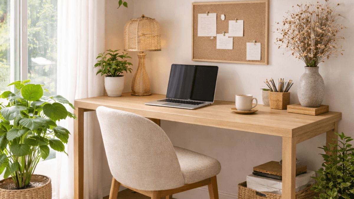 Cozy study nook with plants and decor