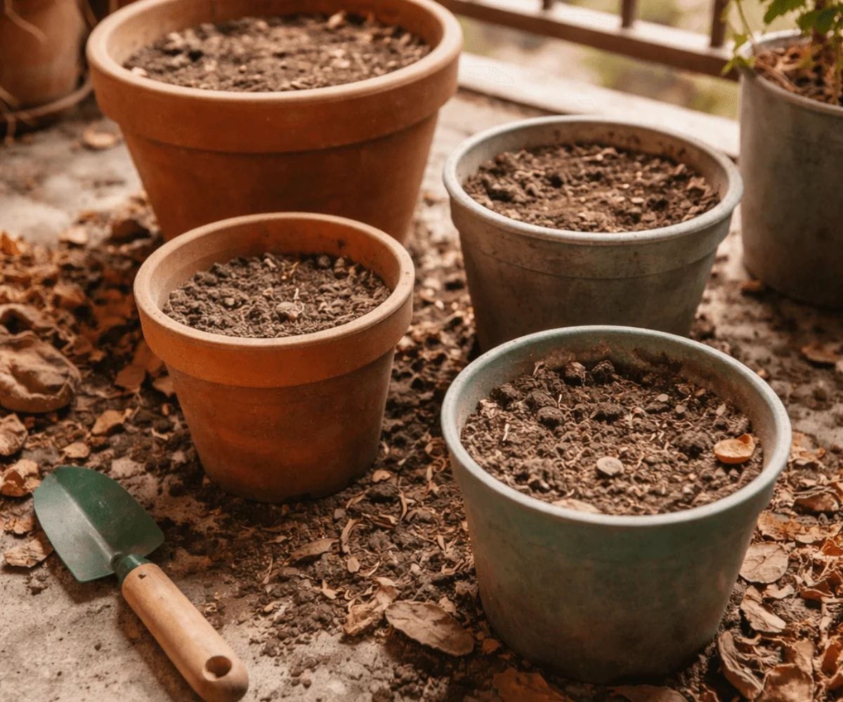 empty plant pots showing beginner garden failure