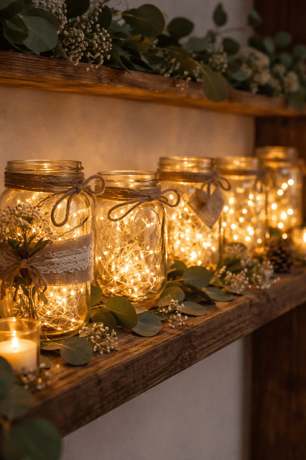 Recycled glass jar lighting DIY decor