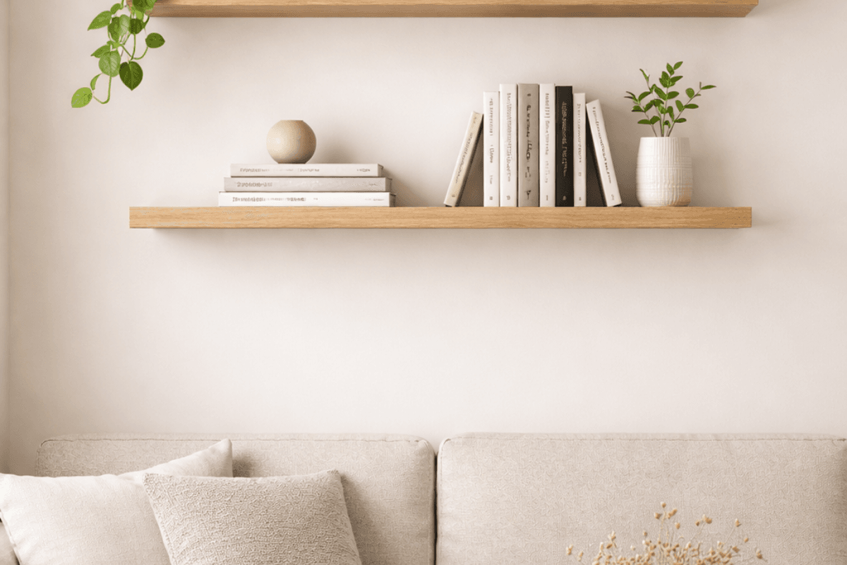 Budget DIY floating shelves for small home wall storage