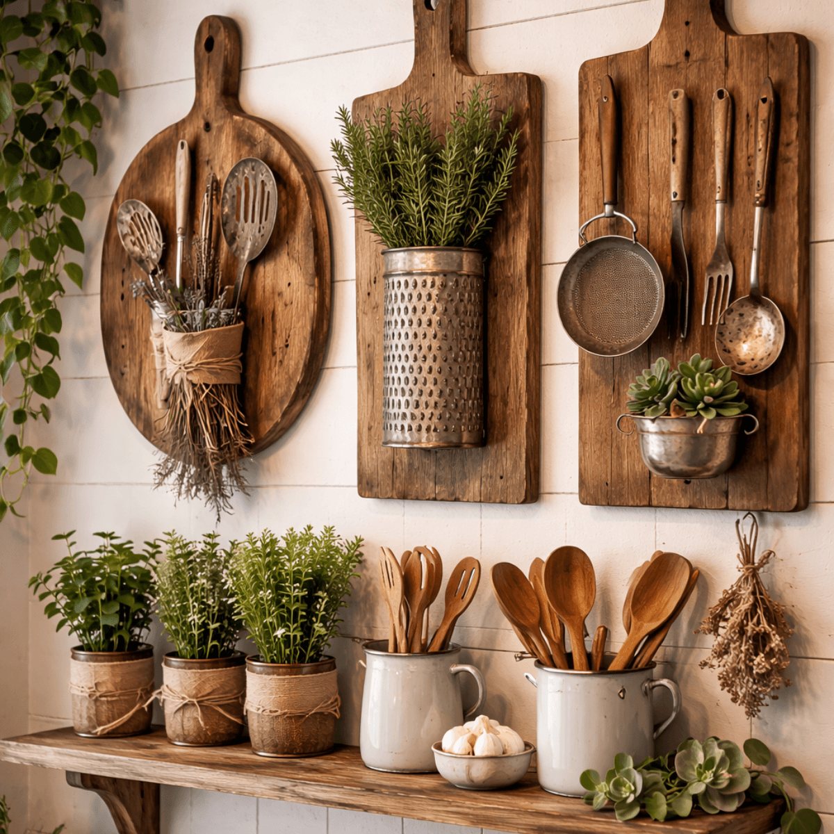 Kitchen utensil recycled wall decor