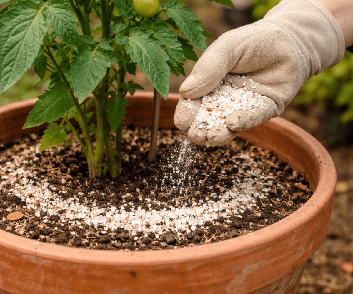 crushed eggshells used as natural calcium fertilizer