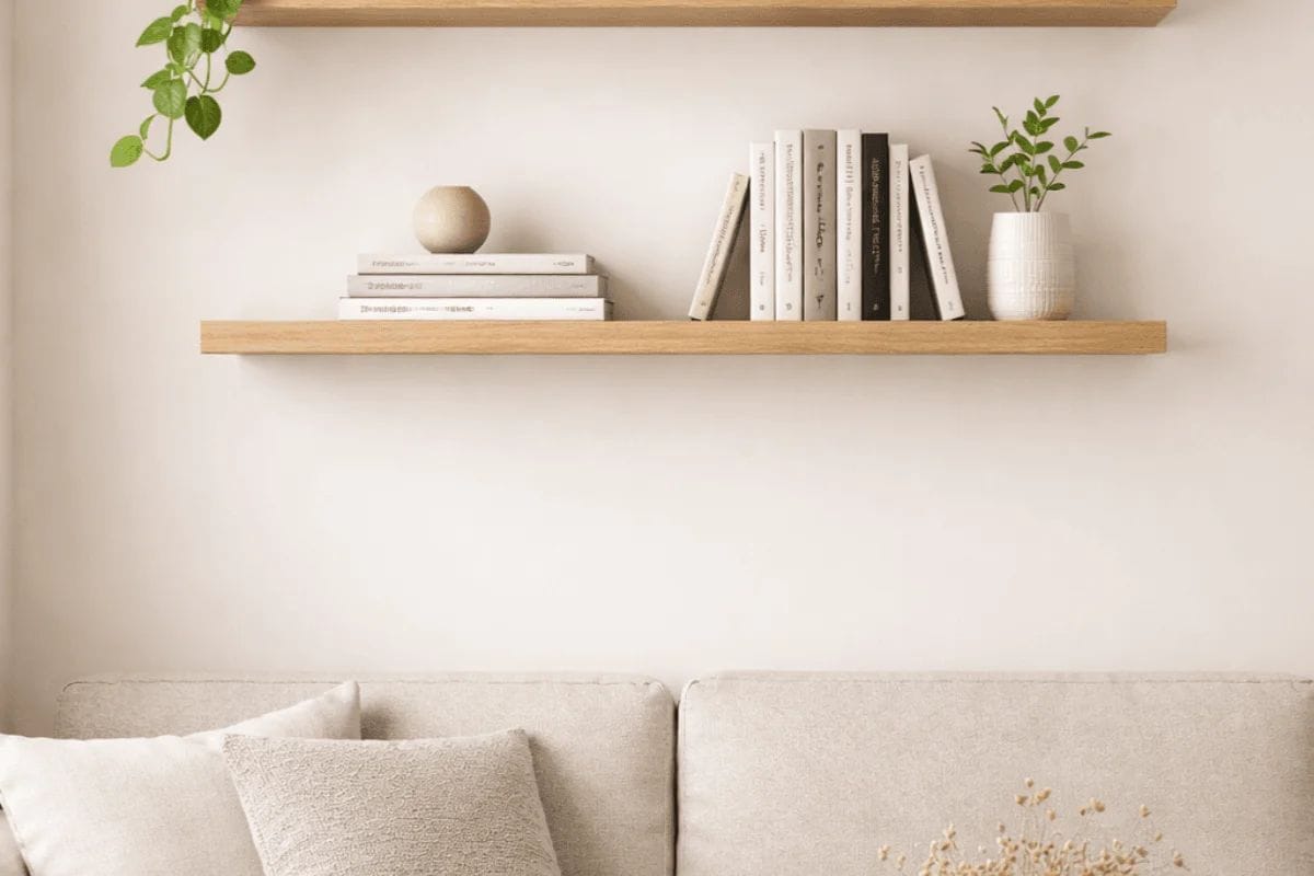 Budget DIY floating shelves for small home wall storage