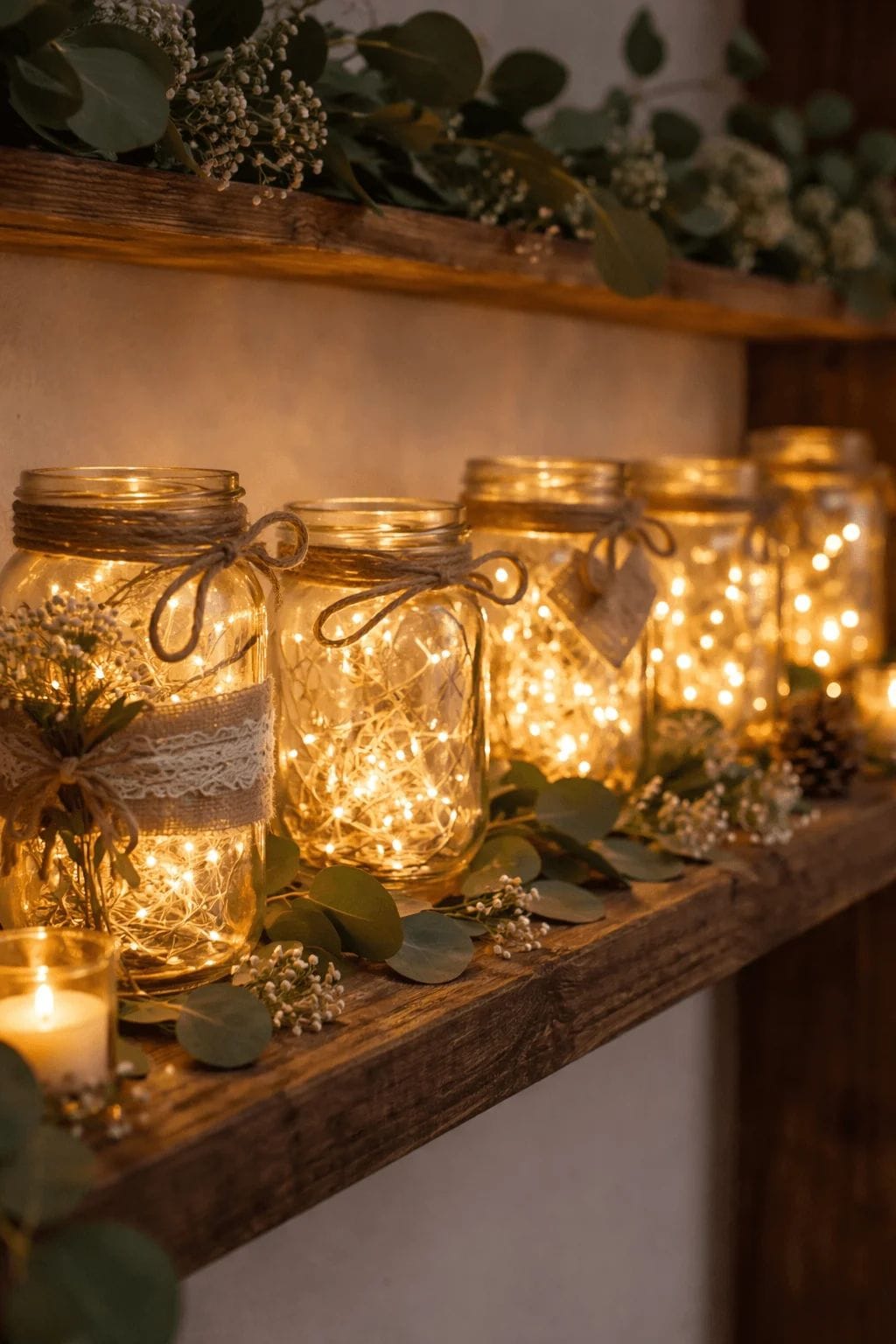 Recycled glass jar lighting DIY decor