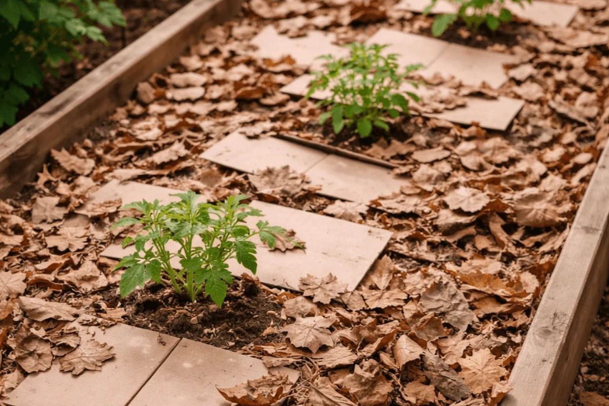 Cardboard mulching method for natural weed control