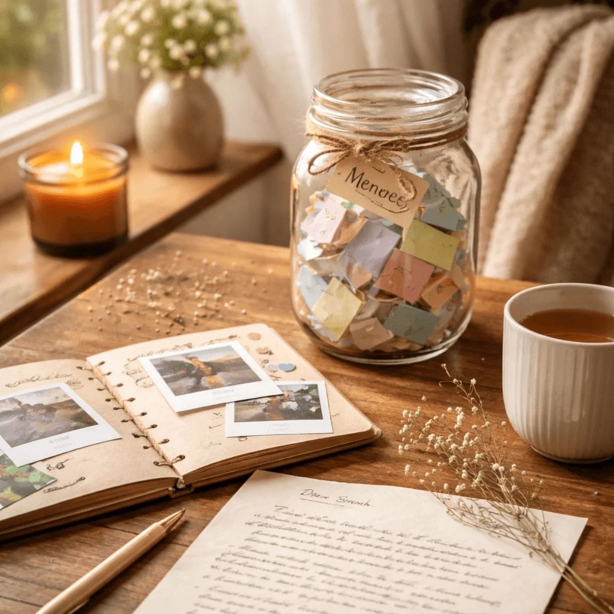 Personalized memory jar and scrapbook handmade gift ideas for adults