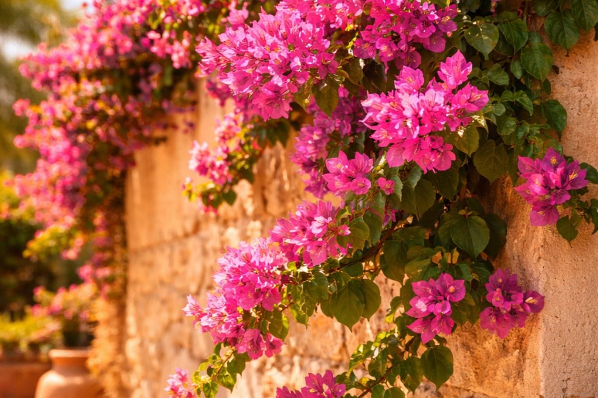 Bougainvillea blooming in extreme heat