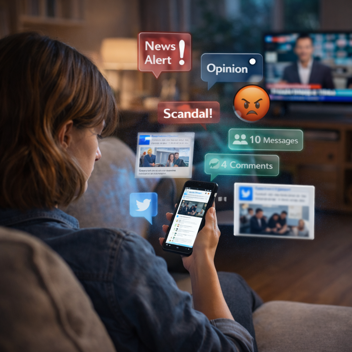 information overload from news and social media at home