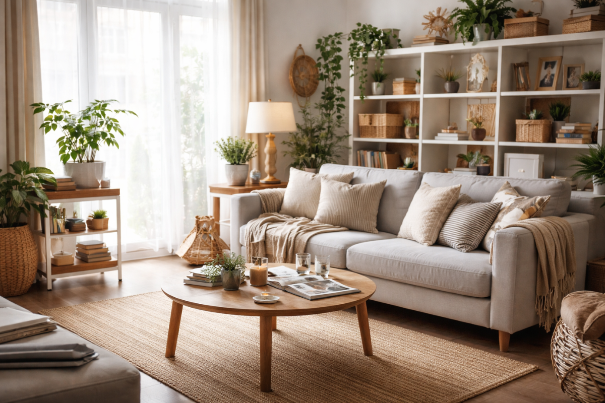 Clean living room that feels visually heavy despite being tidy