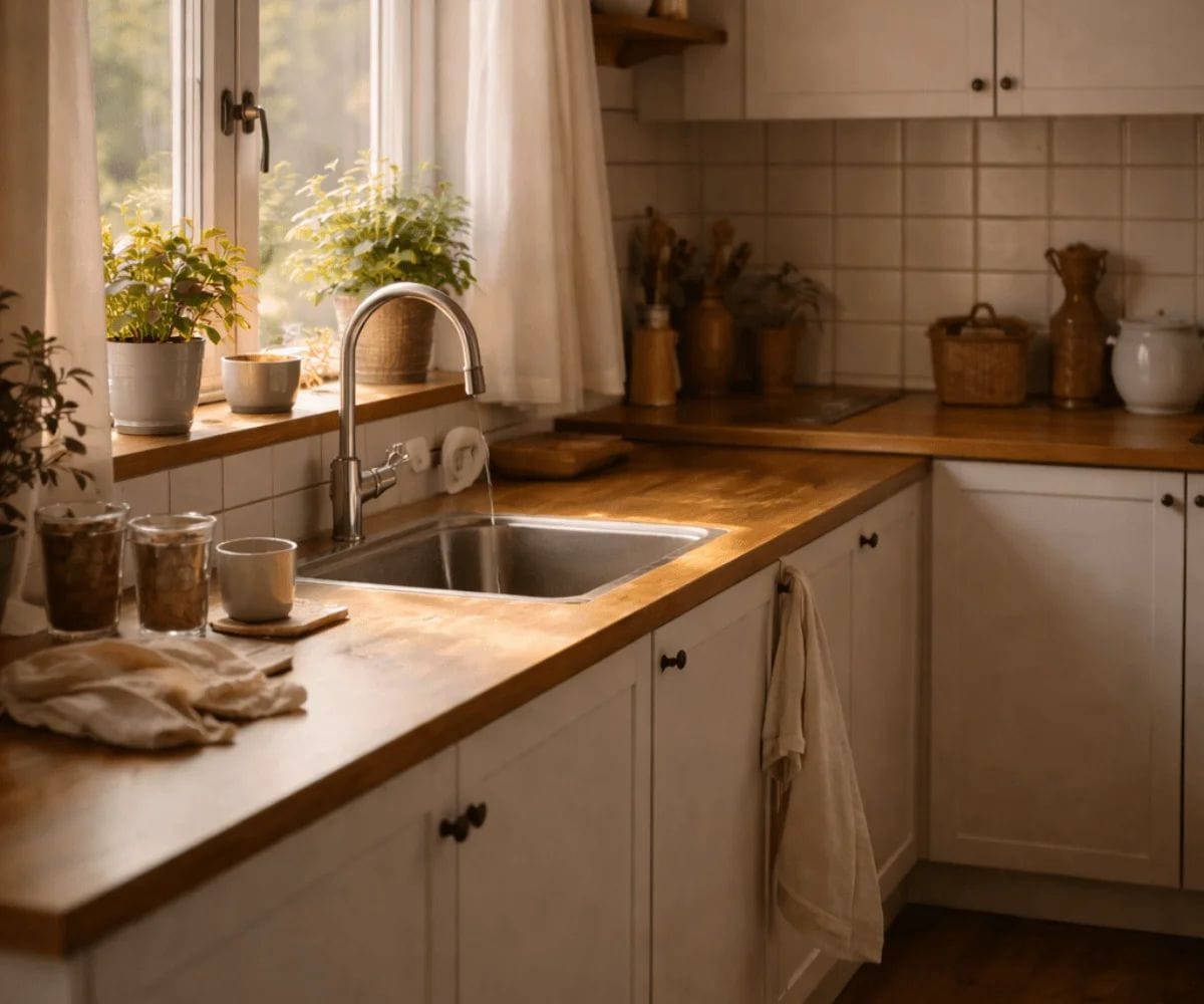Quiet kitchen with soft morning light and no distractions