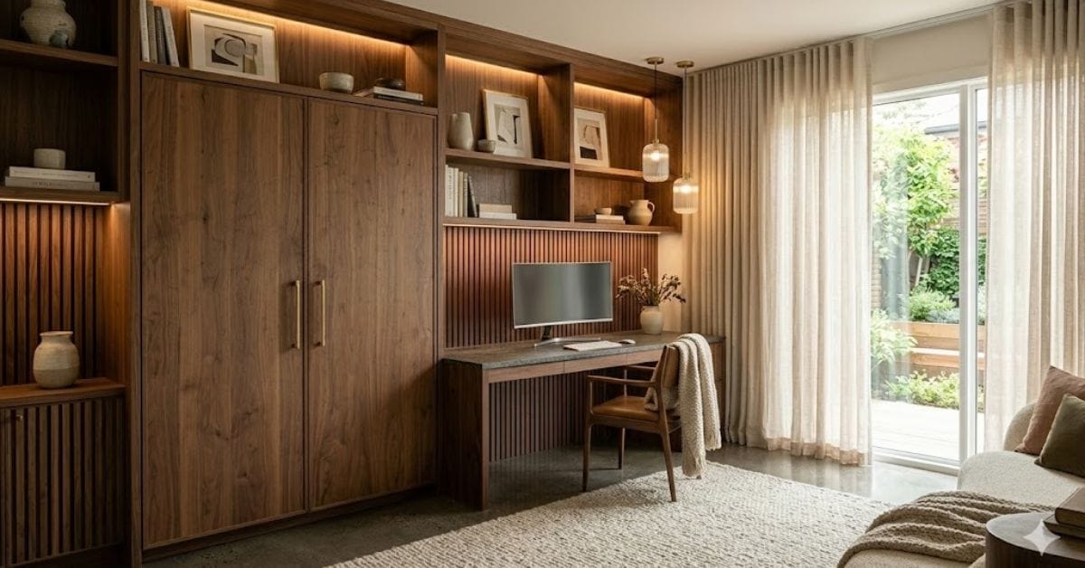 Multi-functional Home Office with Murphy Bed and Acoustic Panels