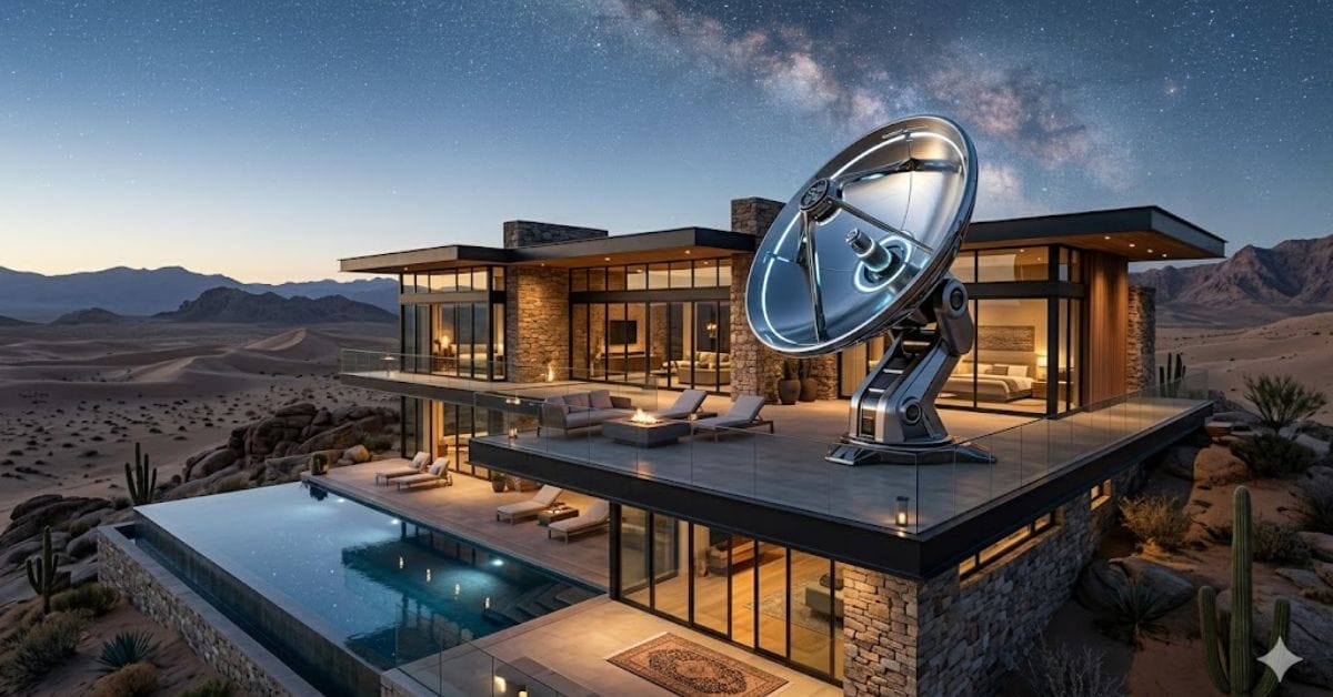 Luxury lifestyle with high-end satellite internet connectivity.