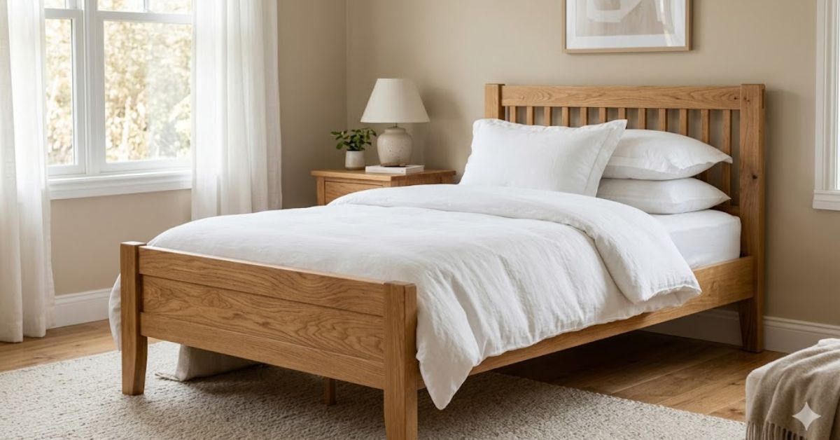 Solid wood twin bed frame for kids bedroom ideas.