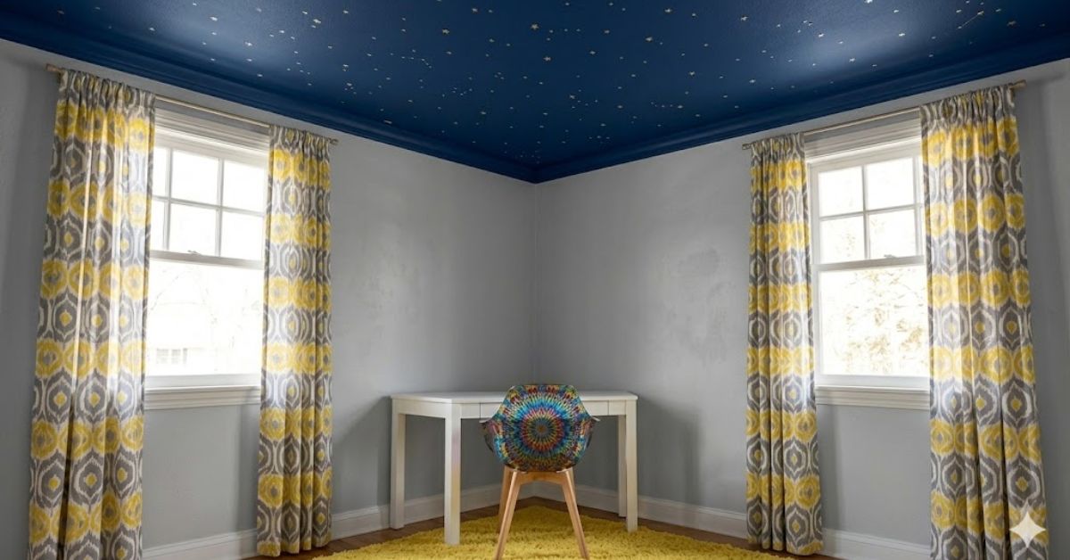 Neutral bedroom walls with colorful rugs and pillows.