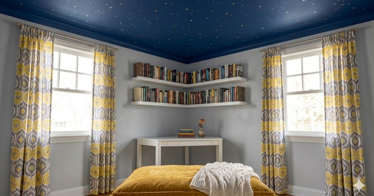 Cozy reading nook for kids with floor cushions.