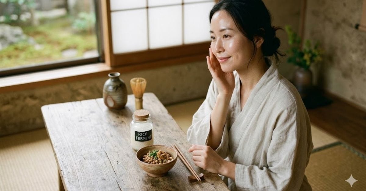 Concept of Mochi-Hada skin showing soft, bouncy, and hydrated skin texture.