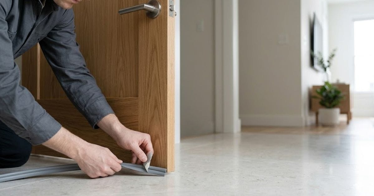 DIY door weather stripping installation to block dust and drafts.