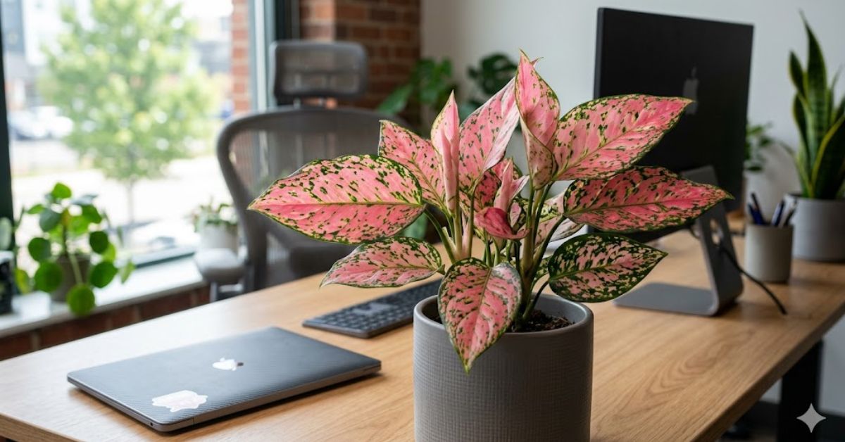 Pink Aglaonema Chinese Evergreen with vibrant pink speckled leaves