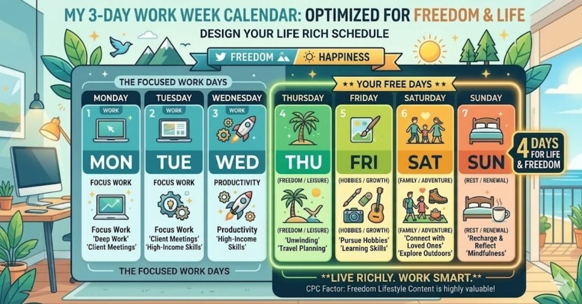 3-Day work week schedule blueprint for high-income earners.