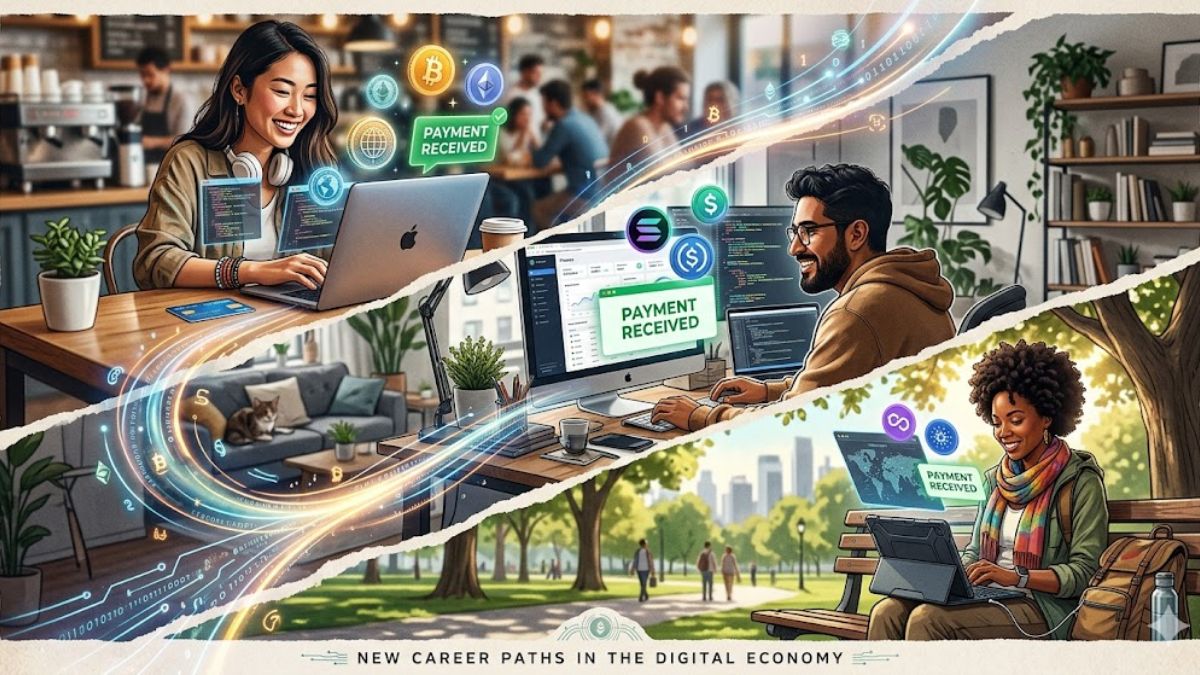 Collage showing freelancers and remote workers earning invisible currency from global clients.