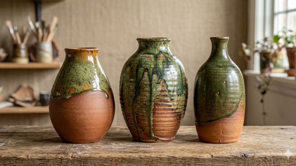 Artisanal hand-thrown studio pottery vases.