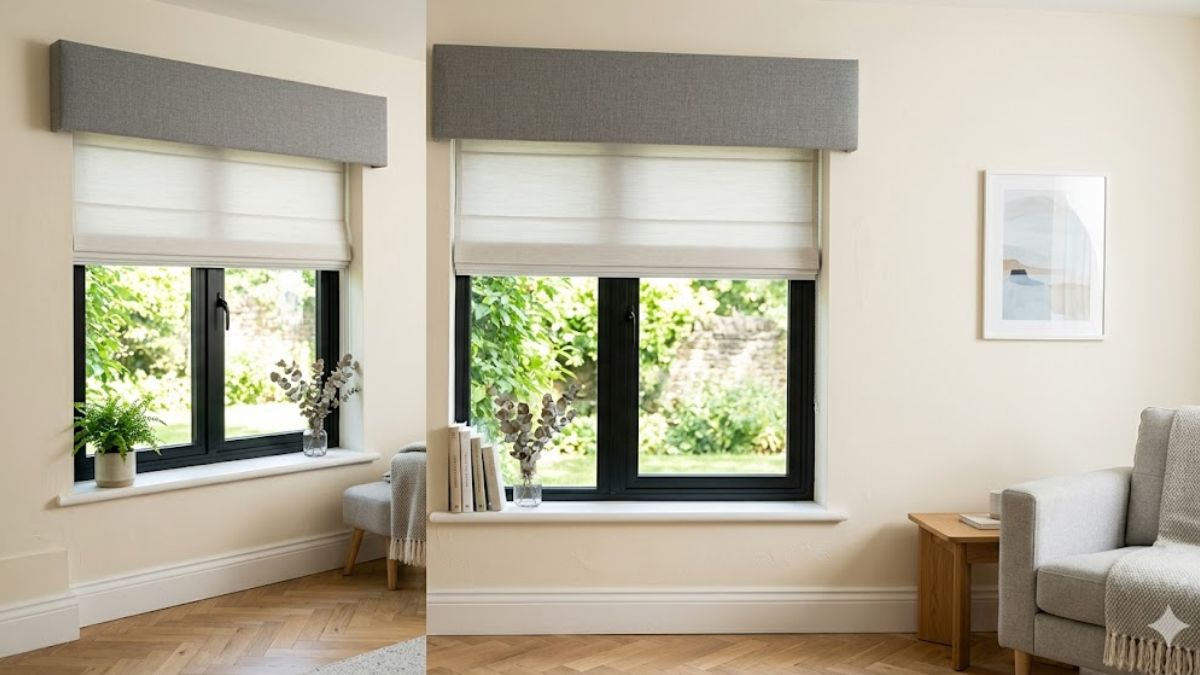 Woven wood bamboo shades for organic interior design.