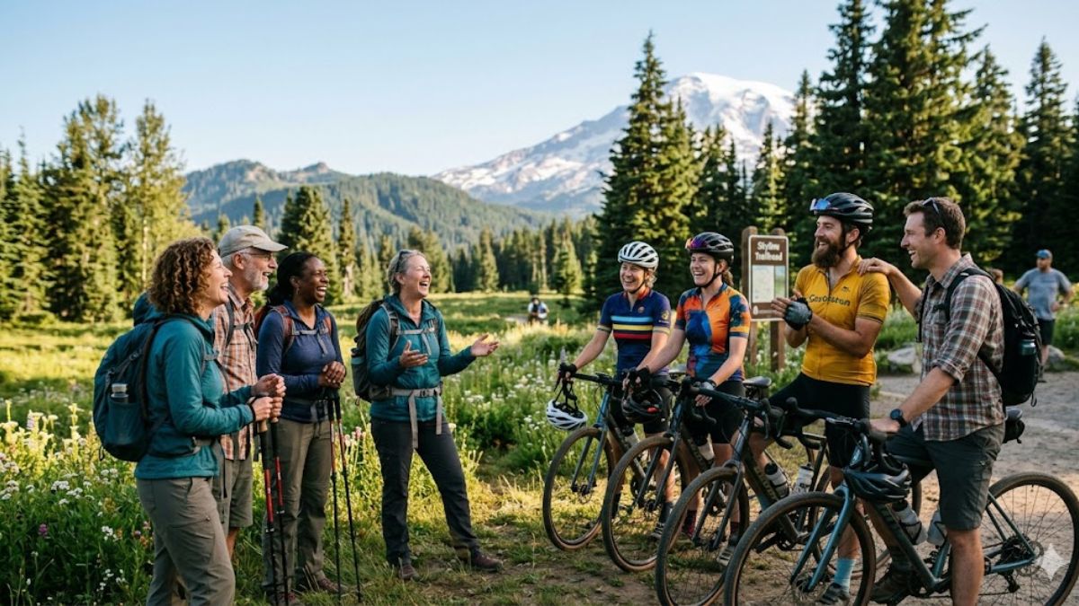 A group of Indian youth enjoying a weekend trekking trip to build community.
