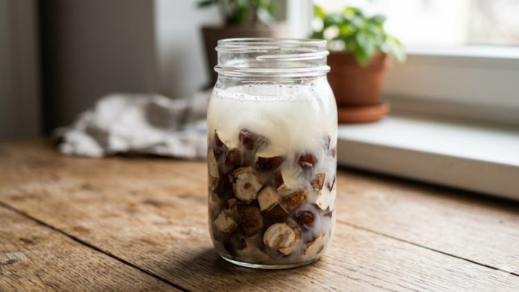 Homemade laundry detergent liquid made from crushed horse chestnuts