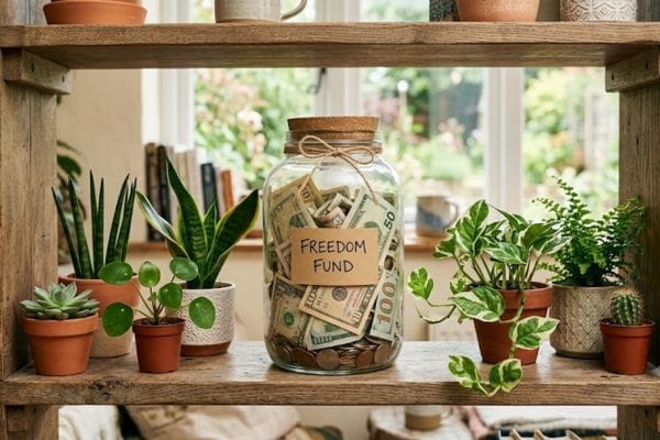 Savings jar runaway fund for career transition confidence