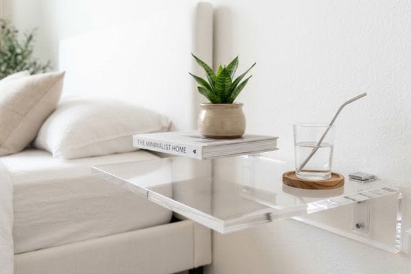 Styled minimalist surface of modern DIY Acrylic Side Tables.